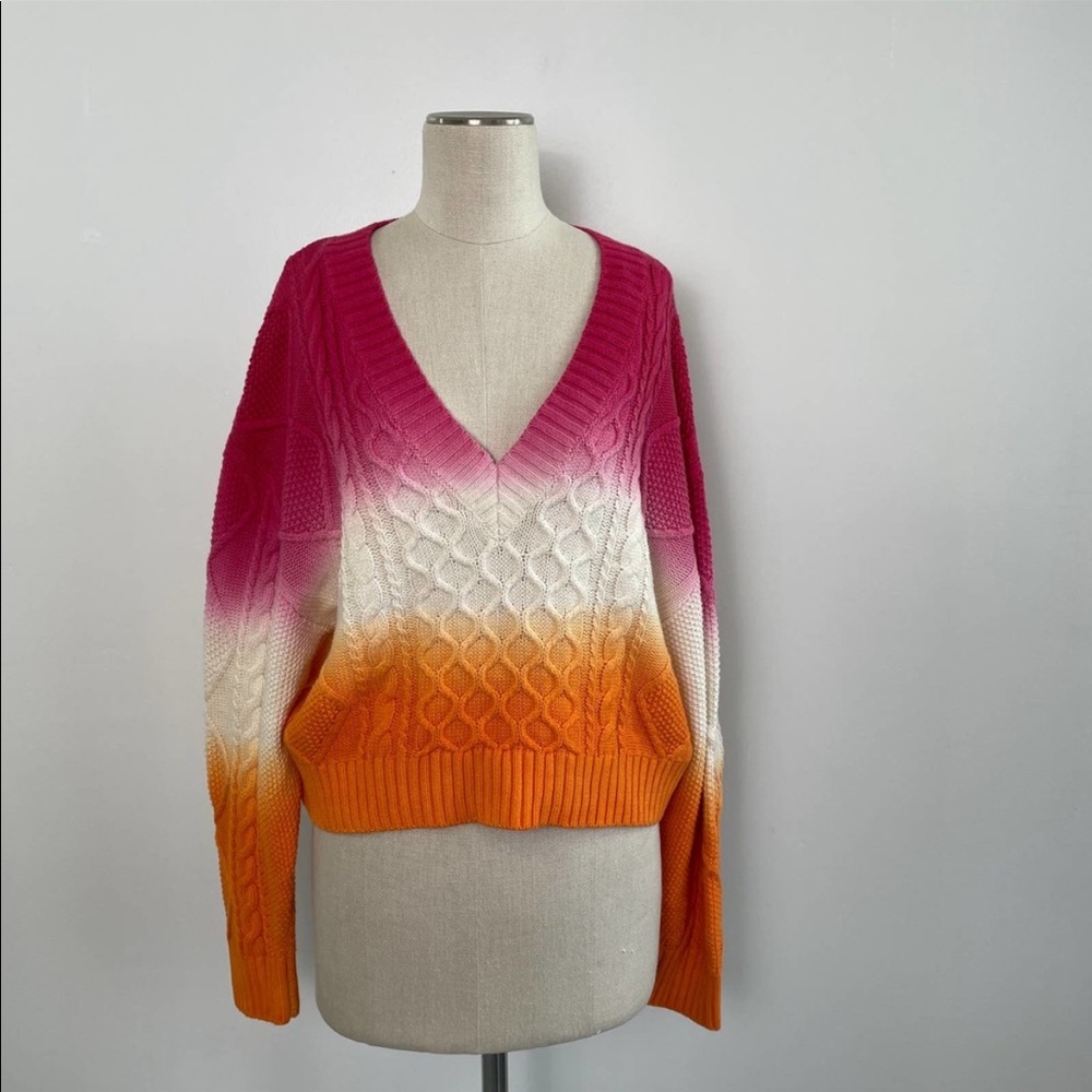 Wilfred Free Aritzia Mystic Wool Ombre Sweater Cropped Sherbet Size L - Picture 3 of 7